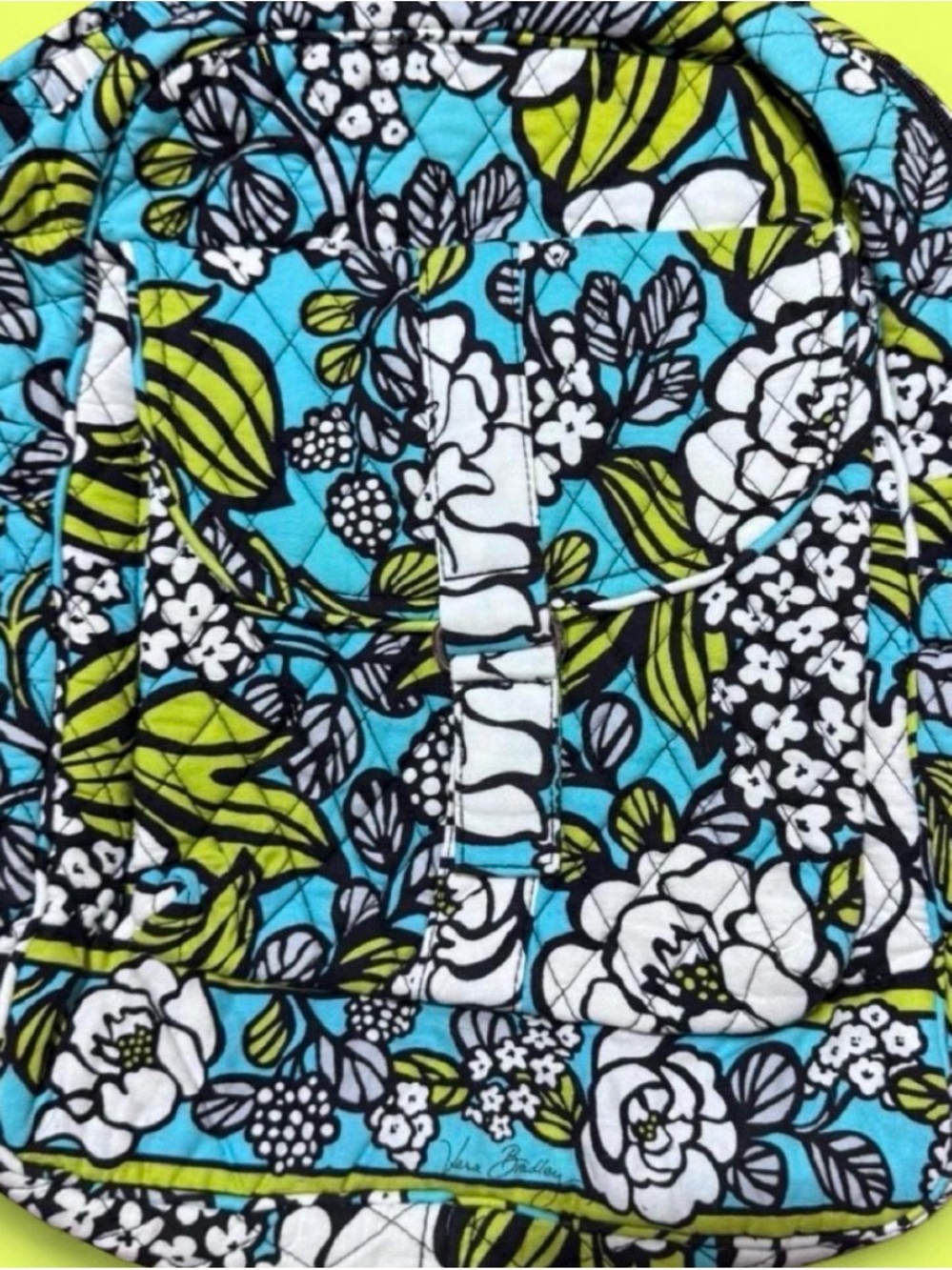 Vera Bradley Island Blooms Turquoise Floral Quilted Backpack